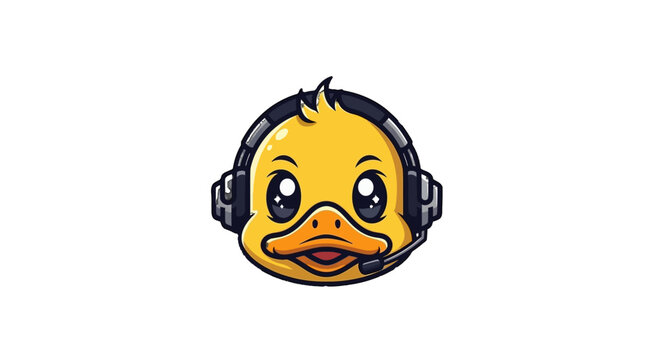 A cartoon duck wearing a headset.
