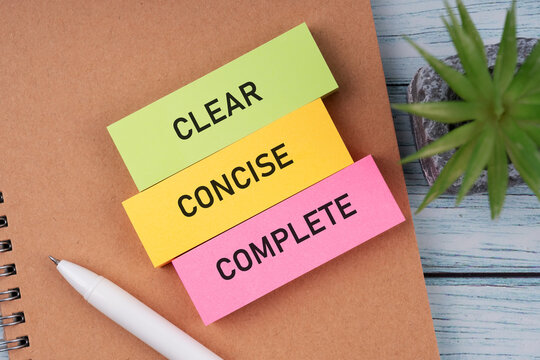 Clear, concise and complete text on colorful paper note