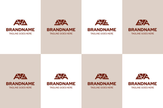 Letters AYJ JYA AYT TYA AYS SYA AYZ ZYA Logo Set