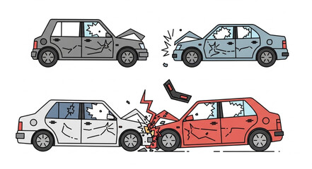 Naklejka premium Damaged Cars After Collision Accident.