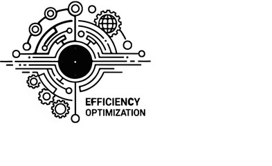 Obraz premium Abstract interconnected circular design with gears and text