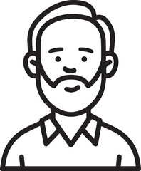Obraz premium Hand Drawn Old Man Black and White Avatar Illustration in Minimal Line Art Style Design