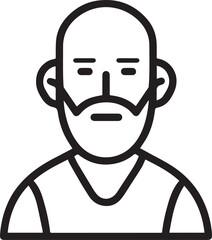 Obraz premium Hand Drawn Old Man Black and White Avatar Illustration in Minimal Line Art Style Design