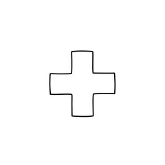 Obraz premium Minimalist Medical Cross Symbol Illustration for Healthcare and First Aid Concepts