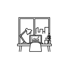 Fototapeta premium Minimalist Workspace with Cloud Storage and Modern Office Decor