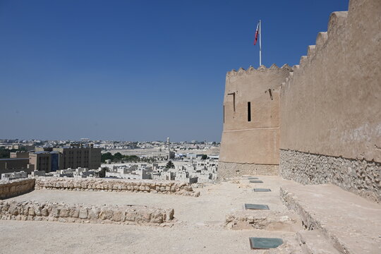 Bahrain, Riffa - panoramic view over the skyline of the city at Sheikh Salman bin Ahmed Fort 