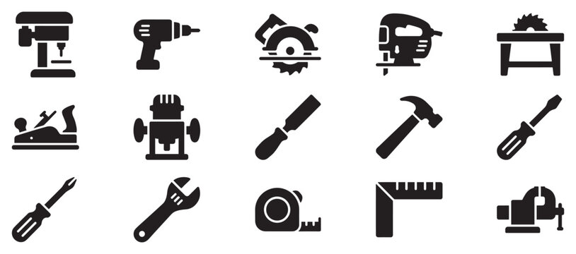 Various carpentry and construction tools are essential for building, repair, and woodworking projects, showcasing a wide range of equipment.