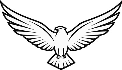 Obraz premium A graphic illustration of a majestic hawk in mid-flight, wings spread wide