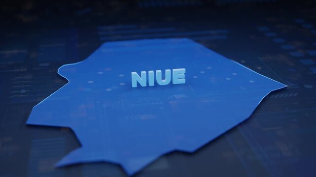 Niue Map Futuristic Digital Background
