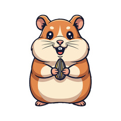 Fototapeta premium Cute cartoon hamster holding a seed.