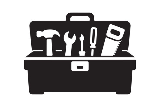 Open Toolbox Silhouette Icon &ndash; Carpenter Tool Box Vector
