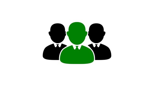 user icon animation on transparent, 3 user icon loop animation