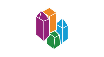 Obraz premium Colorful Abstract Geometric Crystal Shapes Logo Design.