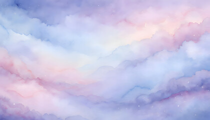 Dreamy pastel watercolor background with soft blending of pink purple and blue hues creating a serene and ethereal artistic texture.