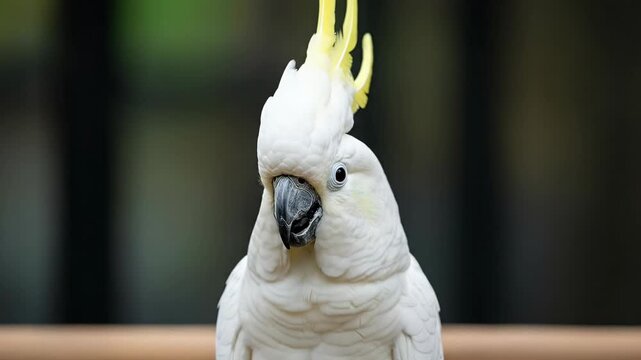 White cockatoo shows impressive crest display in a natural setting