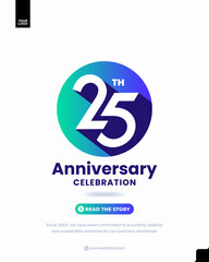 25 years anniversary branding icon vector template circle logo mark poster