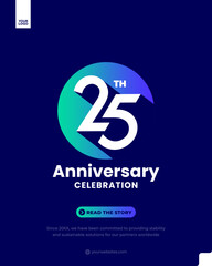 25 years anniversary logo icon vector template circle logo mark poster dark