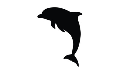 Naklejka premium Black dolphin silhouette jumping out of water on white background swimming free aquatic mammal marine life symbol