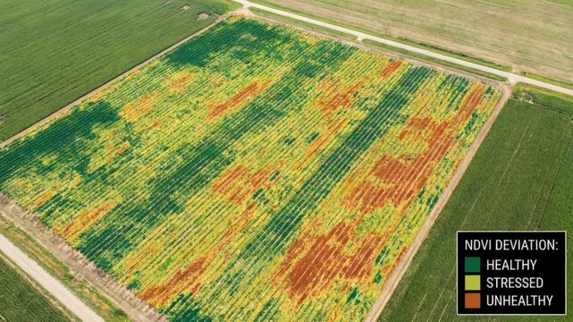 Ndvi drone crop health maps aerial field ndvi drone crop health maps showing vegetation vigor with color zones and stressed areas visible from ndvi