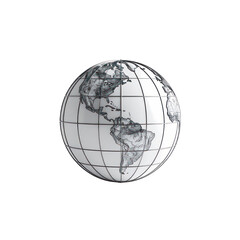 A 3D render of a globe with a sleek, modern design against a black background.