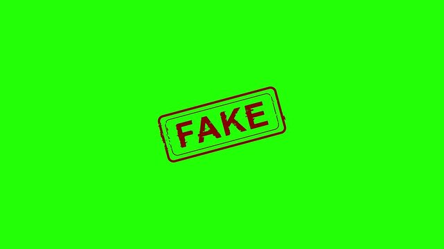 Stamp fake icon on black background. creative 4k footage for your video project.