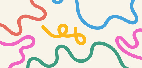 Abstract playful minimalistic background with wavy line. Vector illustration