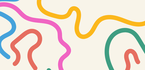 Abstract playful minimalistic background with wavy line. Vector illustration