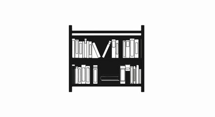 Two-shelf black bookshelf filled with various books, creating an organized display