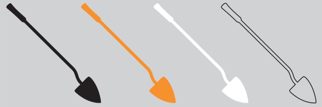 Shovel vector icon,  Garden shovel silhouette vector, Silhouette of a shovel tool illustration on white background