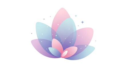 Pastel Colored Lotus Flower Illustration.
