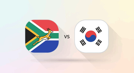 Fototapeta premium Two national flags facing each other with a versus symbol in between