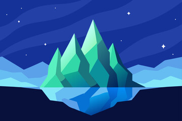 Fototapeta premium Vector iceberg illustration in shades of blue and green