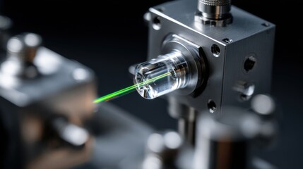 Fototapeta premium Laser beams in glass optic. High-tech precision for future innovation.
