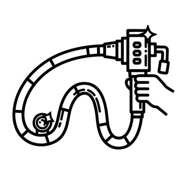 Colonoscope Black and White Vector Icon Medical Endoscopy Instrument Line Art Illustration for Gastroenterology Diagnostic Procedures and Clinical Healthcare Use