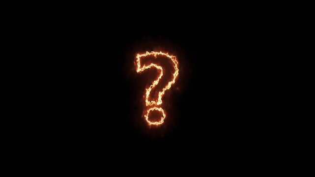 Neon question mark icon animation glowing neon  confusion mark quiz help discussion circle with sign symbol black background in 4K animation with alpha channel 
