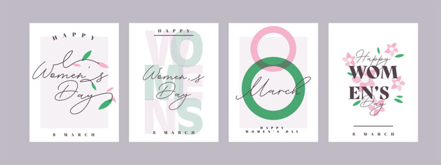 Fototapeta premium International Women's Day posters with floral and geometric design