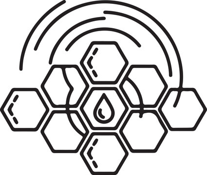 Abstract hexagonal AI hive structure glowing with interconnected nodes, representing artificial intelligence, network systems, and complex data. Futuristic, digital.