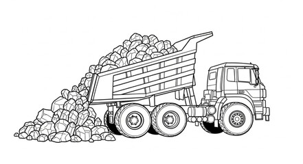 Dump Truck Unloading Rocks and Stones. © aldo