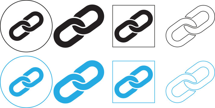 A collection of chain link icons in various colors and styles
