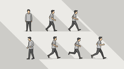 Fototapeta premium Animated man walking and running sequence vector illustration
