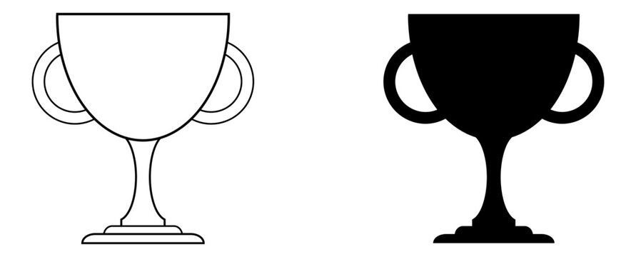 Ilustraci&oacute;n de copas o trofeos en blanco y negro Vector con estilo minimalista. Icono de deportes para competencia, torneos, app, folleto, sitio web y otros.