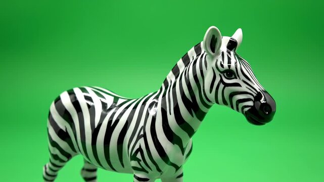 Zebra figurine against green screen