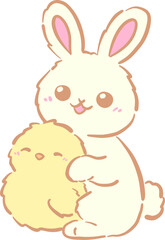 Easter Bunny with Cute Chick