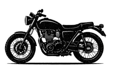 Fototapeta premium Minimalist Vintage Cafe Racer Motorcycle Silhouette on Black Background