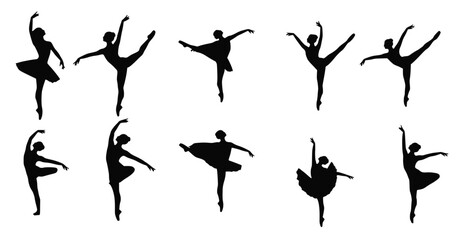 variety of silhouette illustrations of a ballerina © onhg