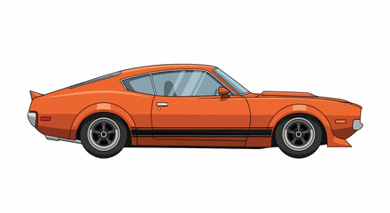 Fototapeta premium Orange Vintage Sports Car Side View Illustration