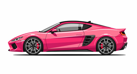 Fototapeta premium Pink Sports Car Side View Illustration