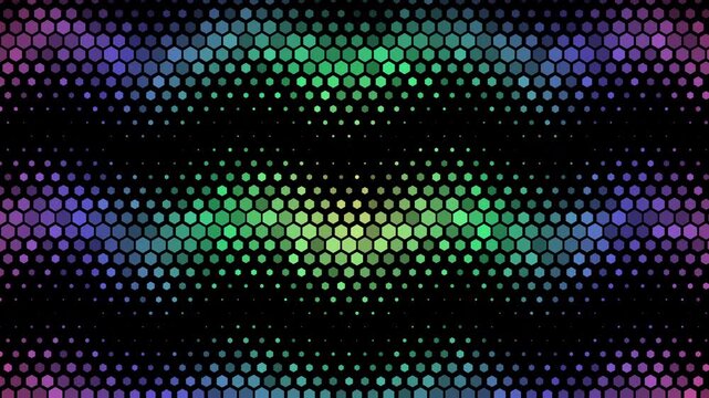 Green blue purple horizontal luminous dotted wave pattern