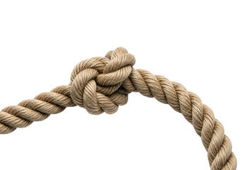 Close up of a tightly knotted rope showcasing texture and detail on transparent background