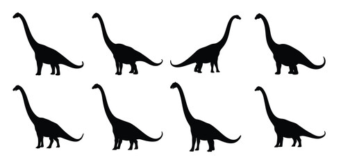 sauropod dinosaurs silhouettes pattern ancient animals  © Eocksk